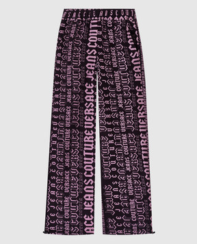 Versace Jeans Couture Purple sports pants with Logomania print 77HAA320FS172