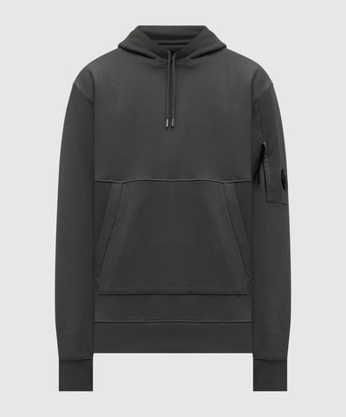 Green hoodie with logo patch