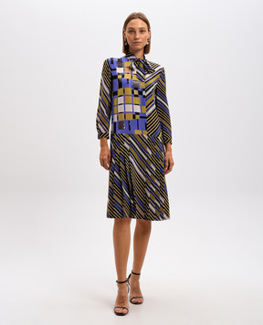 Bottega Veneta Violet dress made of silk in a geometric pattern 433985
