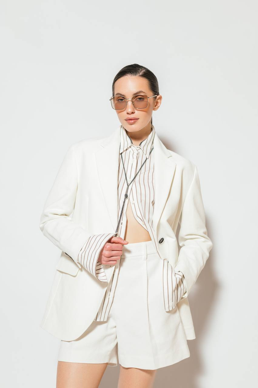 

White striped shirt with monil chain Brunello Cucinelli