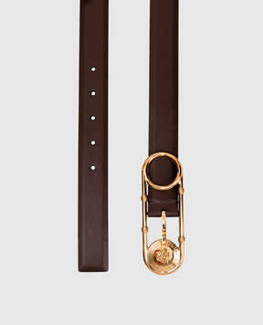 Versace Brown leather belt with pin buckle 1005786DV3T