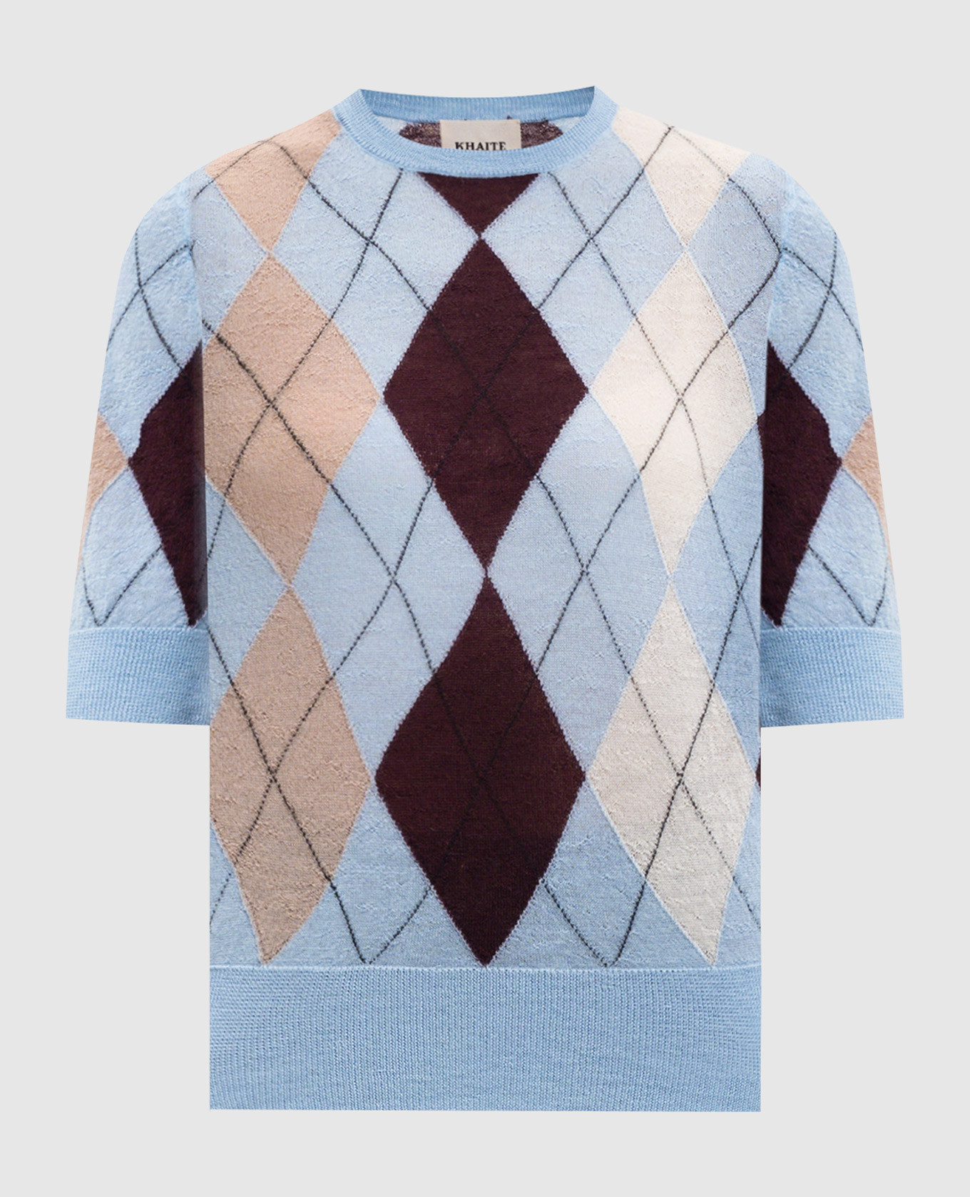 Anders blue geometric cashmere top Khaite
