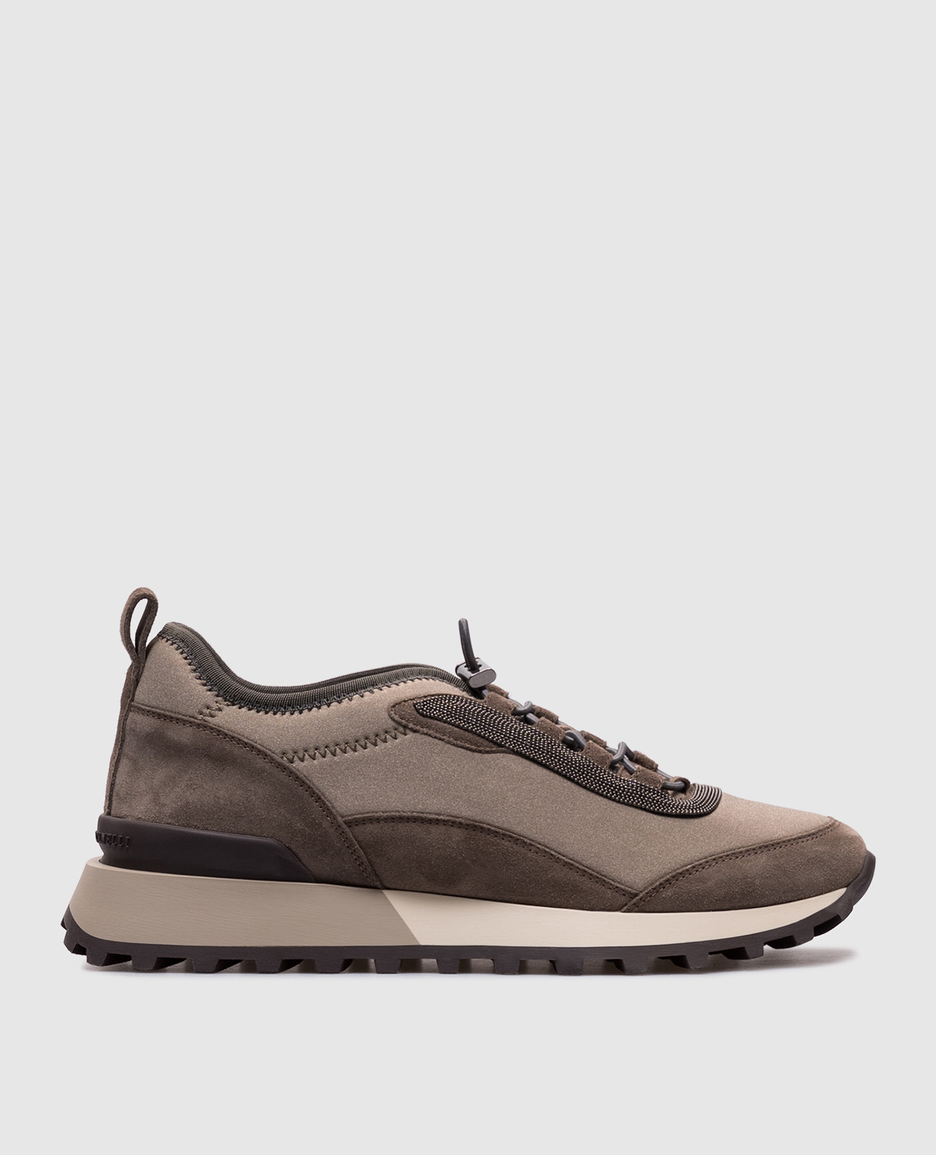 Khaki sneakers with a monil chain Brunello Cucinelli