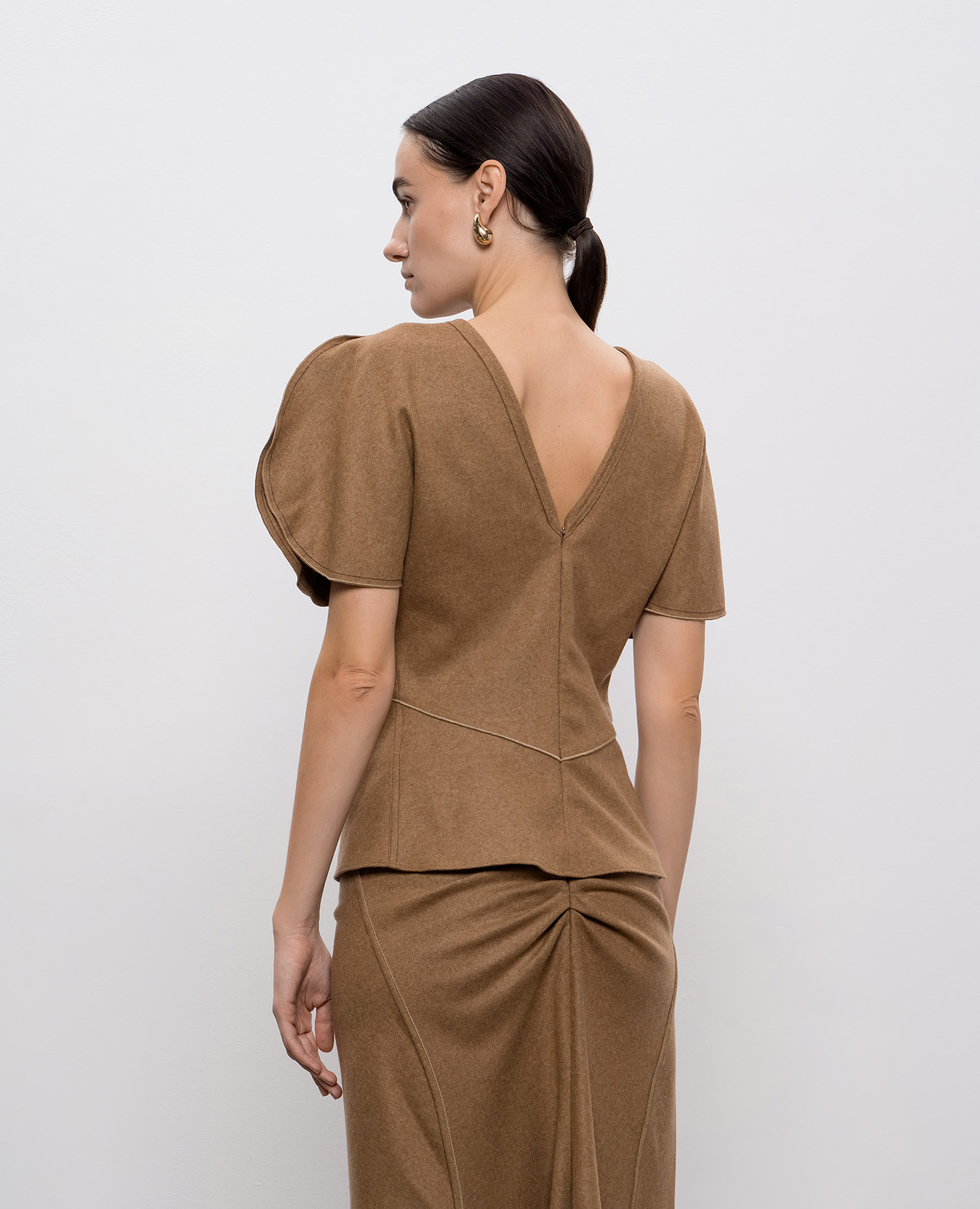 Brown wool and cashmere top Victoria Beckham 4