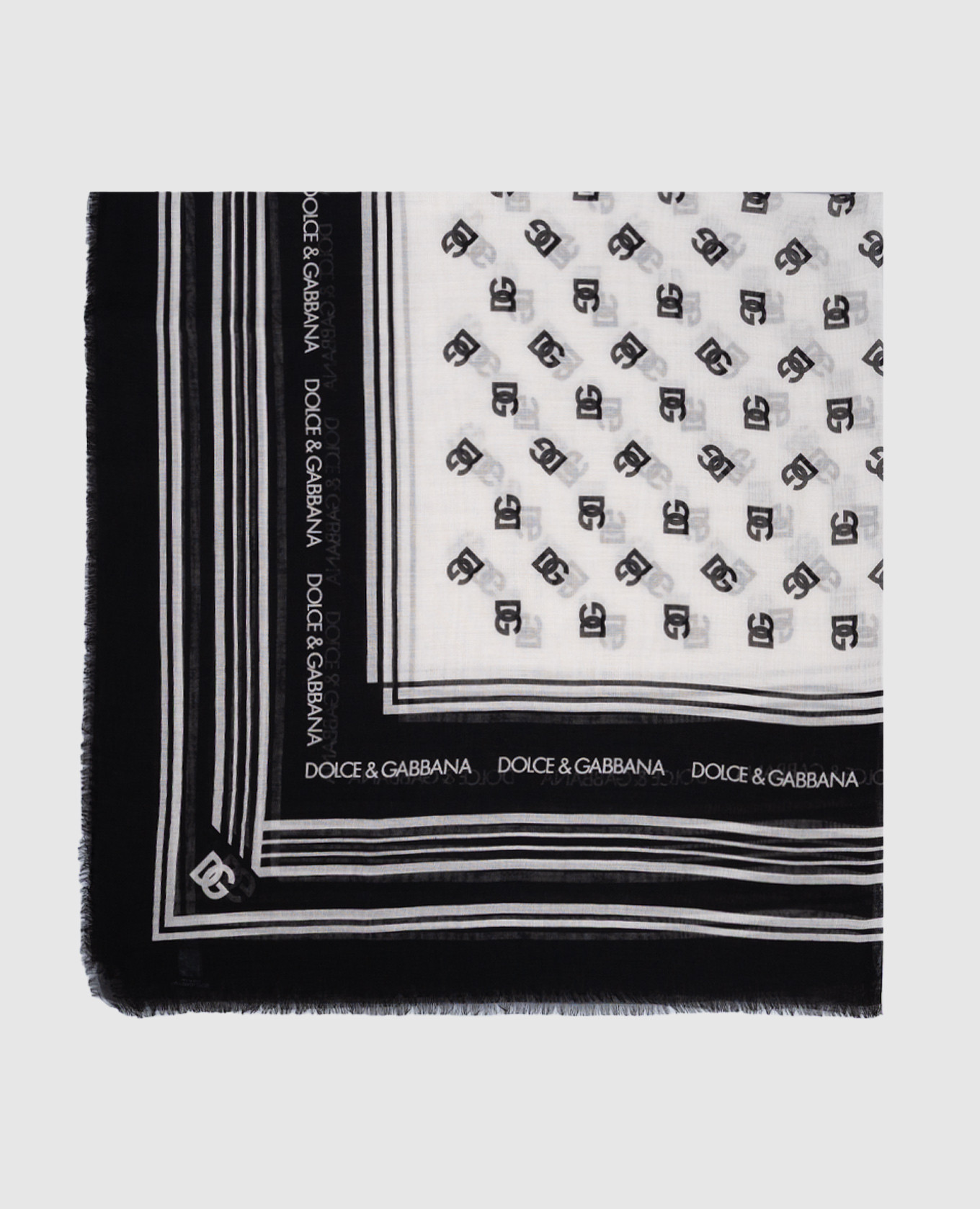 

White cashmere and silk scarf with logo Dolce&Gabbana
