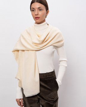 Peserico Beige wool scarf with sequins S31532C0CC664