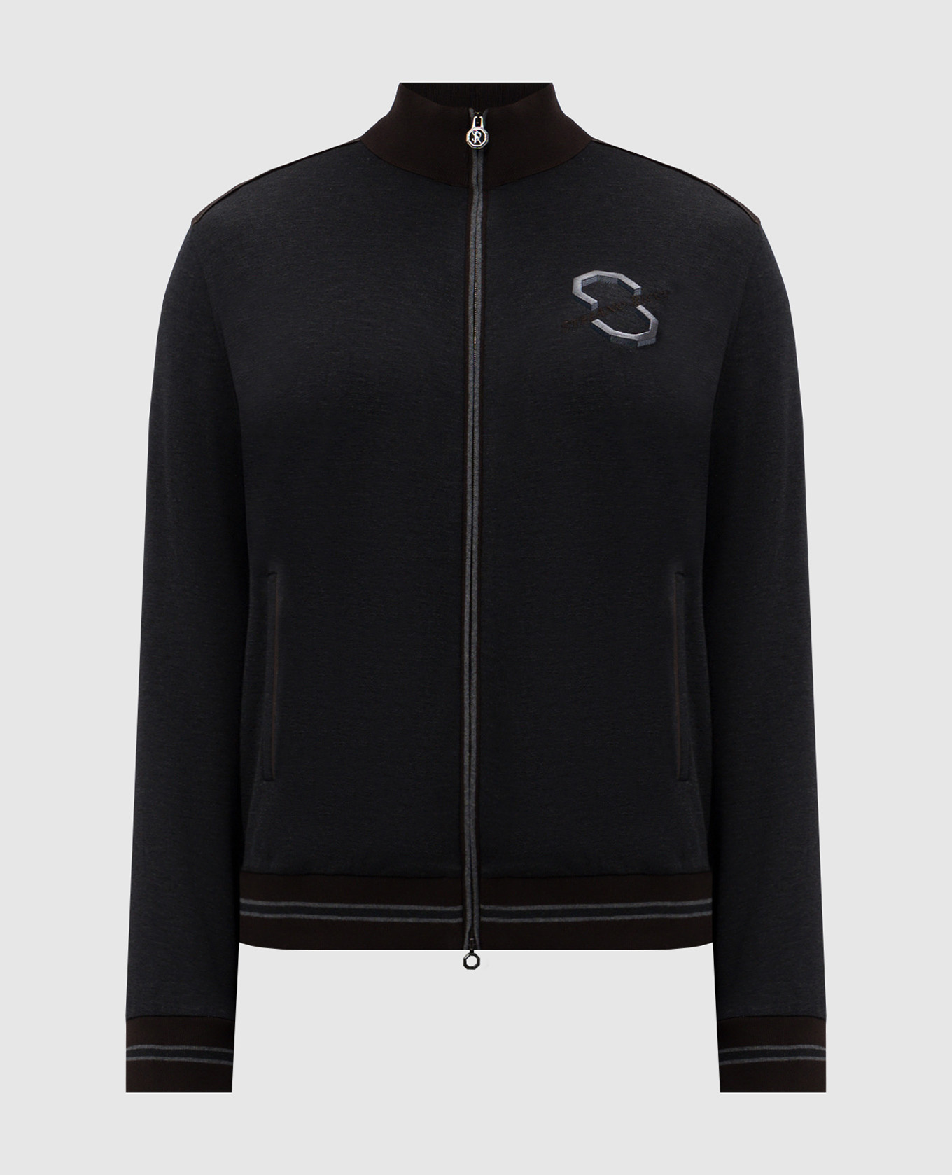 

Gray sports jacket with silk and logo embroidery Stefano Ricci, Grey