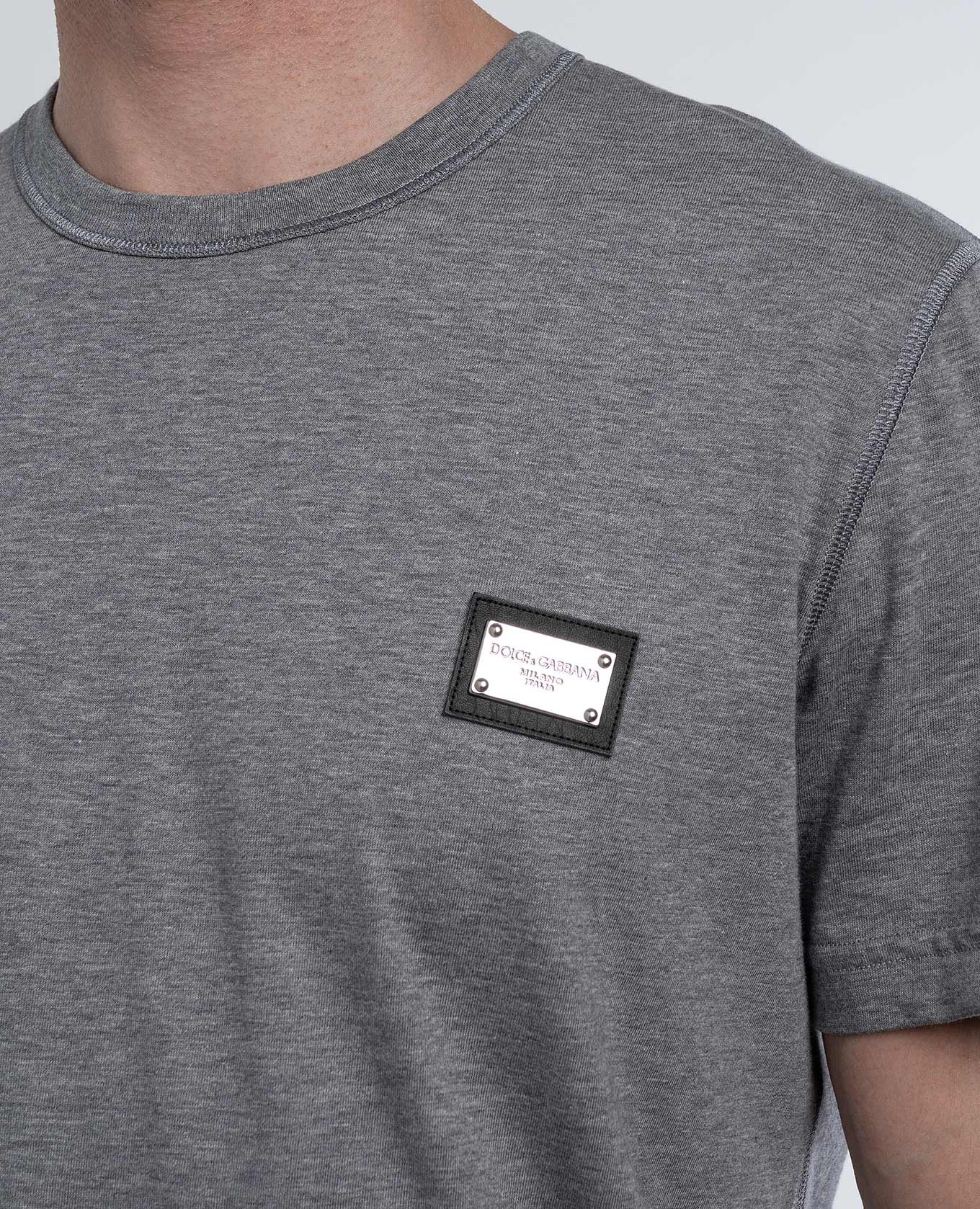 Gray t-shirt with metallic logo Dolce&Gabbana 5