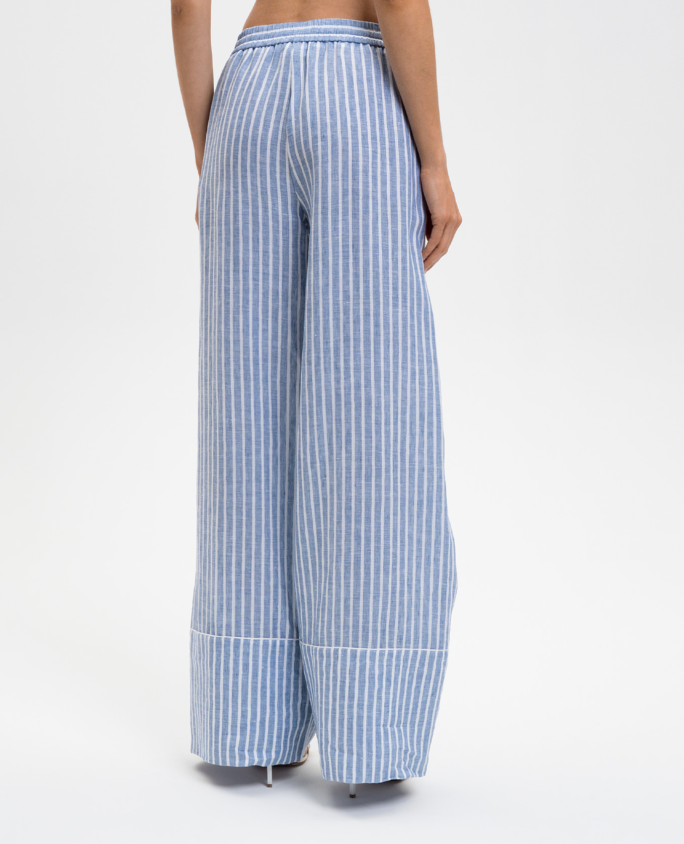 Blue striped linen pants Off-White 4