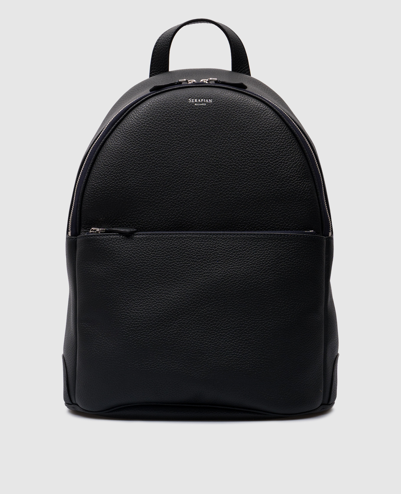 

Blue leather backpack with logo Serapian