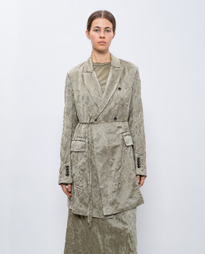 Masnada Green jacket with a woven pattern with wool 7750