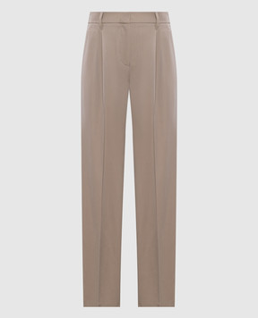 Brunello Cucinelli Beige pants with wool with monil chain MP580P8708