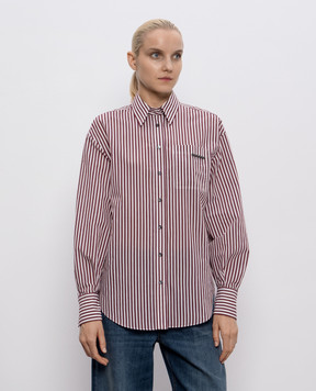 Brunello Cucinelli Striped shirt with monil chain MP789NB206