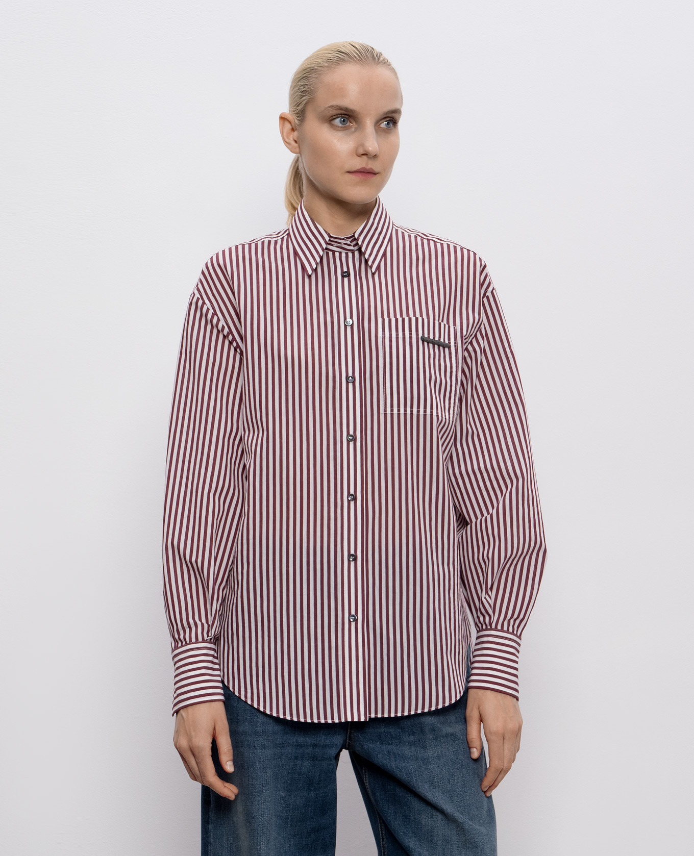 

Striped shirt with monil chain Brunello Cucinelli, White