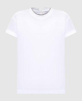 Brunello Cucinelli White T-shirt with a monil chain M0T18BD200