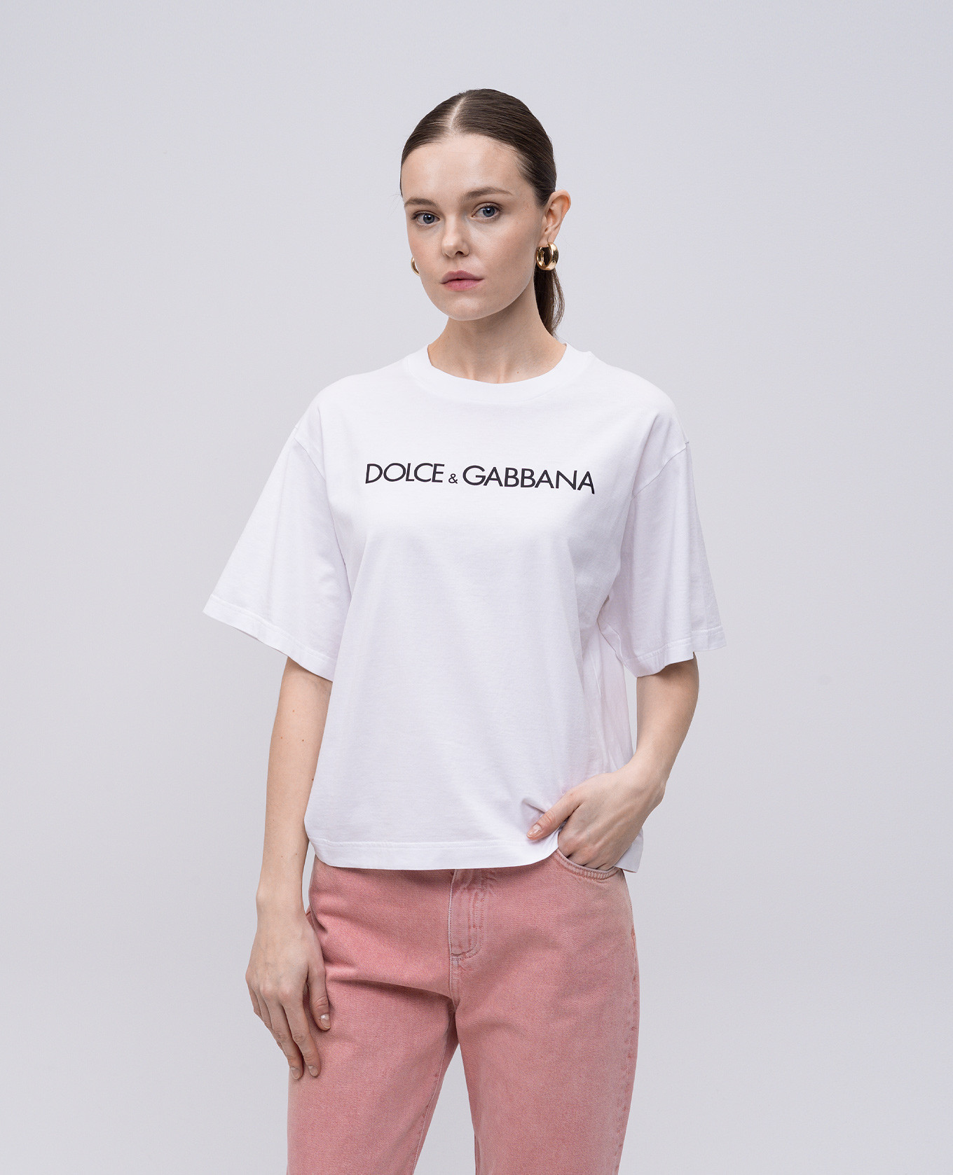 

White T-shirt with logo print Dolce&Gabbana