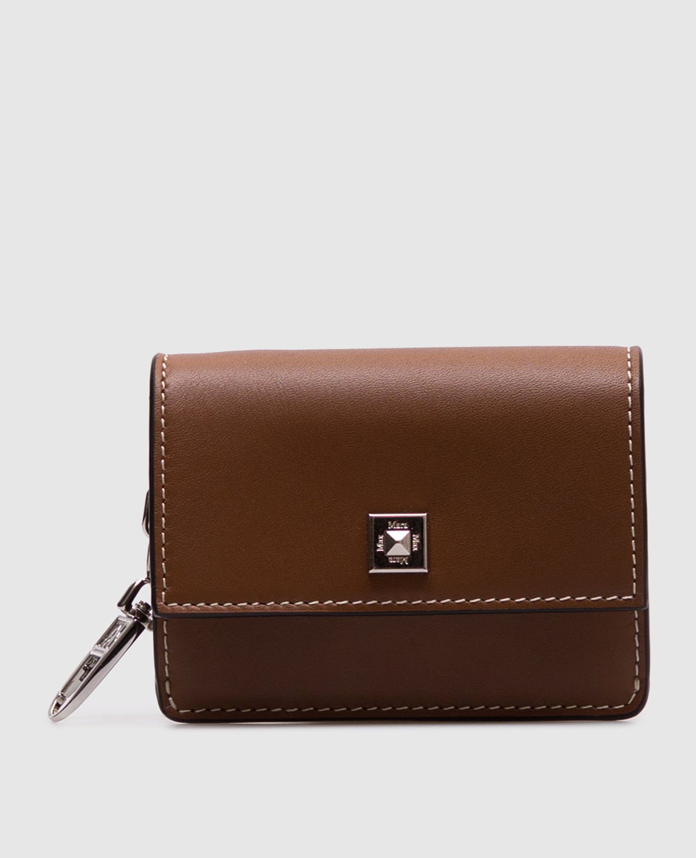 

Brown leather wallet with logo Max Mara