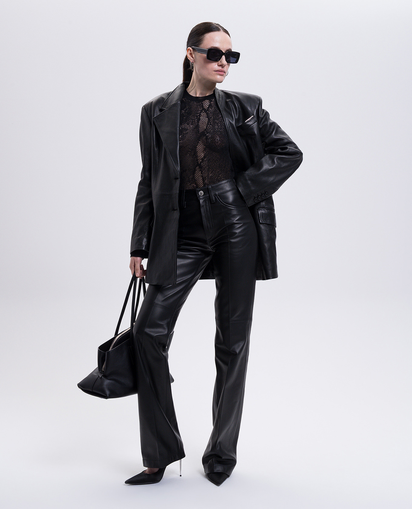 Black leather jacket with logo The Attico 2