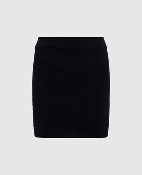 Balmain Black PB emblem pattern mini skirt FF1LB197KI63