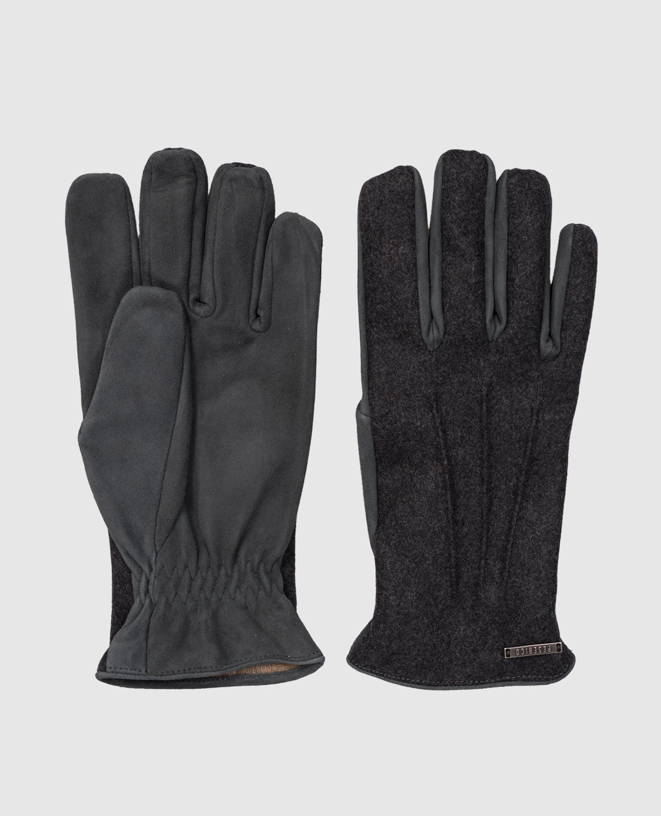 Gray combination gloves with wool Peserico