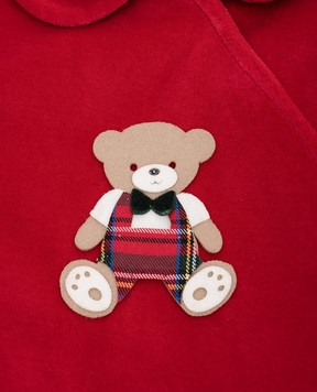 Story Loris Children's red velor set of cap and overalls 30740
