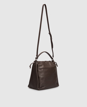Brunello Cucinelli Brown leather bag with monil chain MBGPD3611