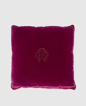 Roberto Cavalli Pink decorative pillow with logo monogram print and animalistic print H0100000017С066