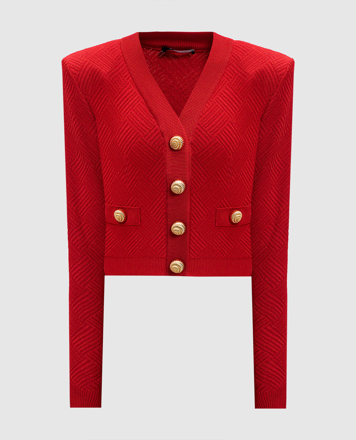 

Red cardigan in a woven geometric pattern Balmain