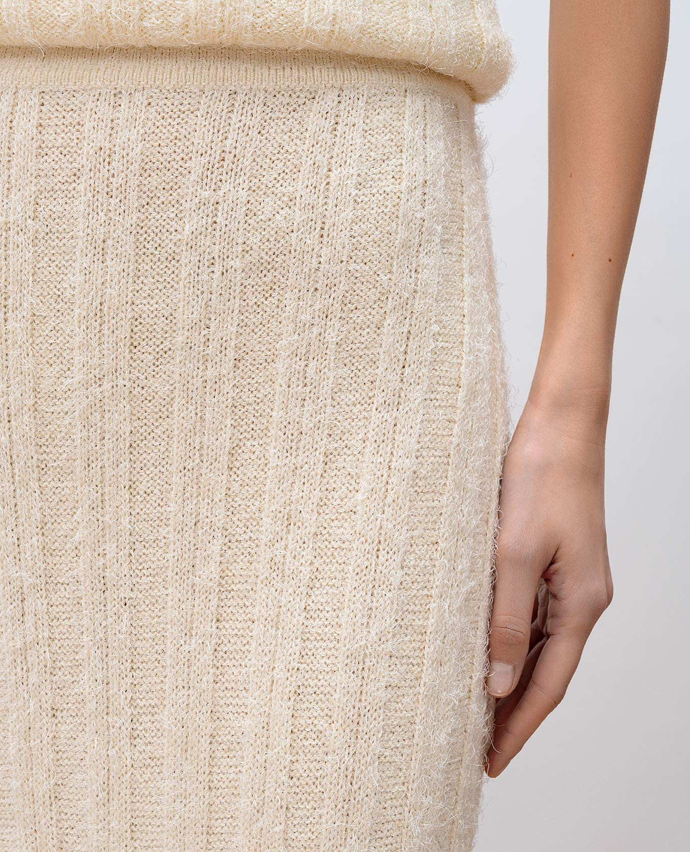 Claire beige silk and cashmere skirt Khaite 5