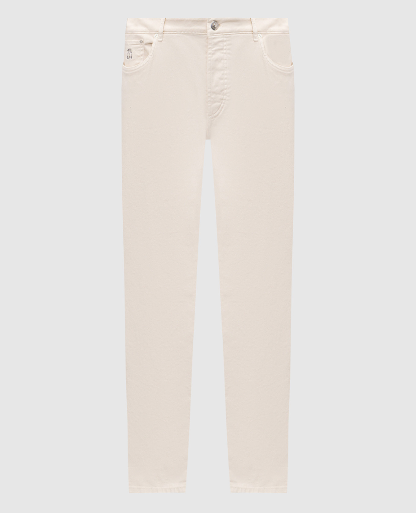 

Beige jeans with embroidered logo emblem Brunello Cucinelli