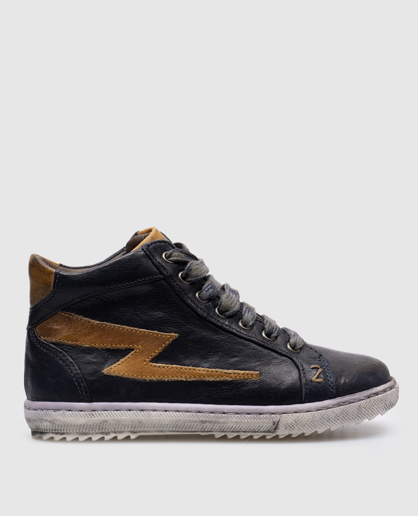 

Children's blue leather high-tops with a worn effect Zecchino D'oro