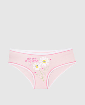 RiminiVeste Jadea Baby's Pink Floral Print Briefs With Lettering 120