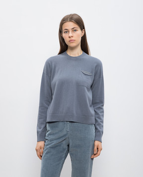 Peserico Gray wool, silk and cashmere jumper with monil chain S99528F12B9018