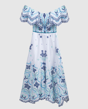 Charo Ruiz Sheen white midi dress with broderie embroidery 244623