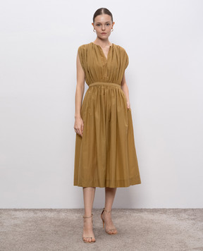 Philosophy di Lorenzo Serafini Brown midi dress with drapery A04492120