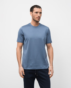 CAPOBIANCO Blue T-shirt with logo 18M660MK0058