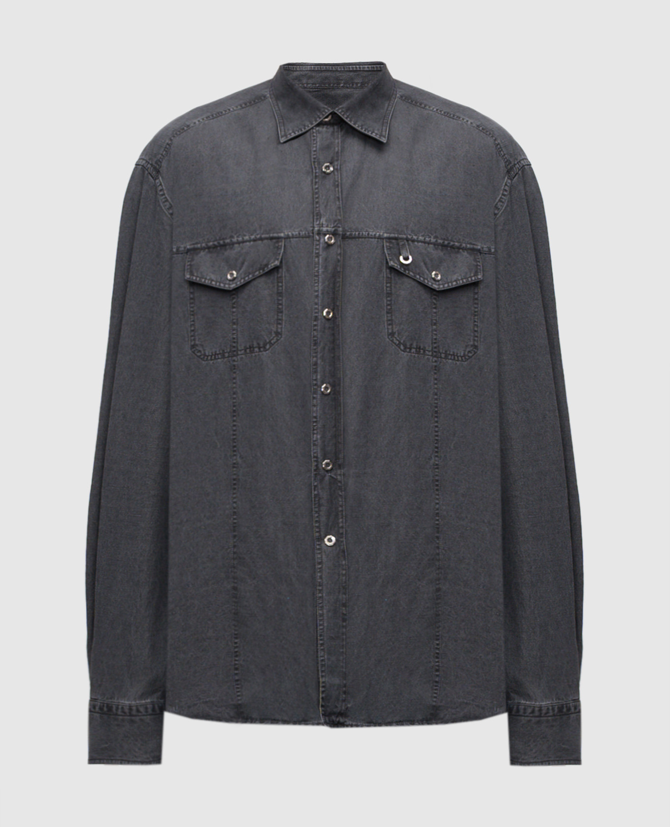 

Black linen shirt Stefano Ricci, Grey