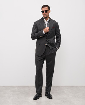 Brunello Cucinelli Gray striped wool suit MV410LDTH