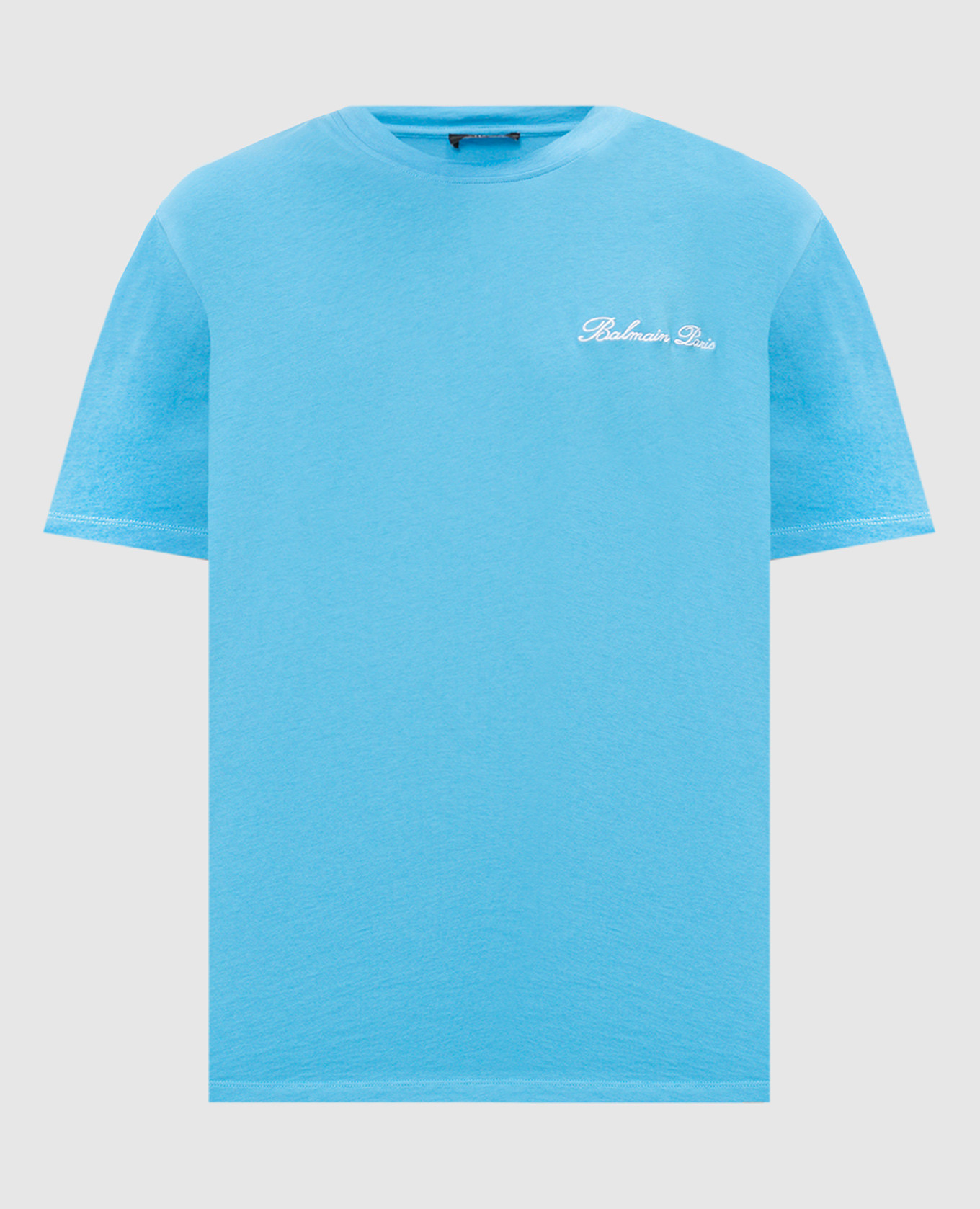 

Blue t-shirt with logo embroidery Balmain, Light blue