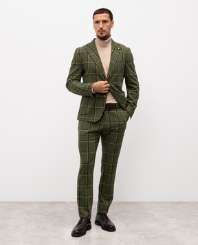 Exibit Green checked wool pants PAD23588