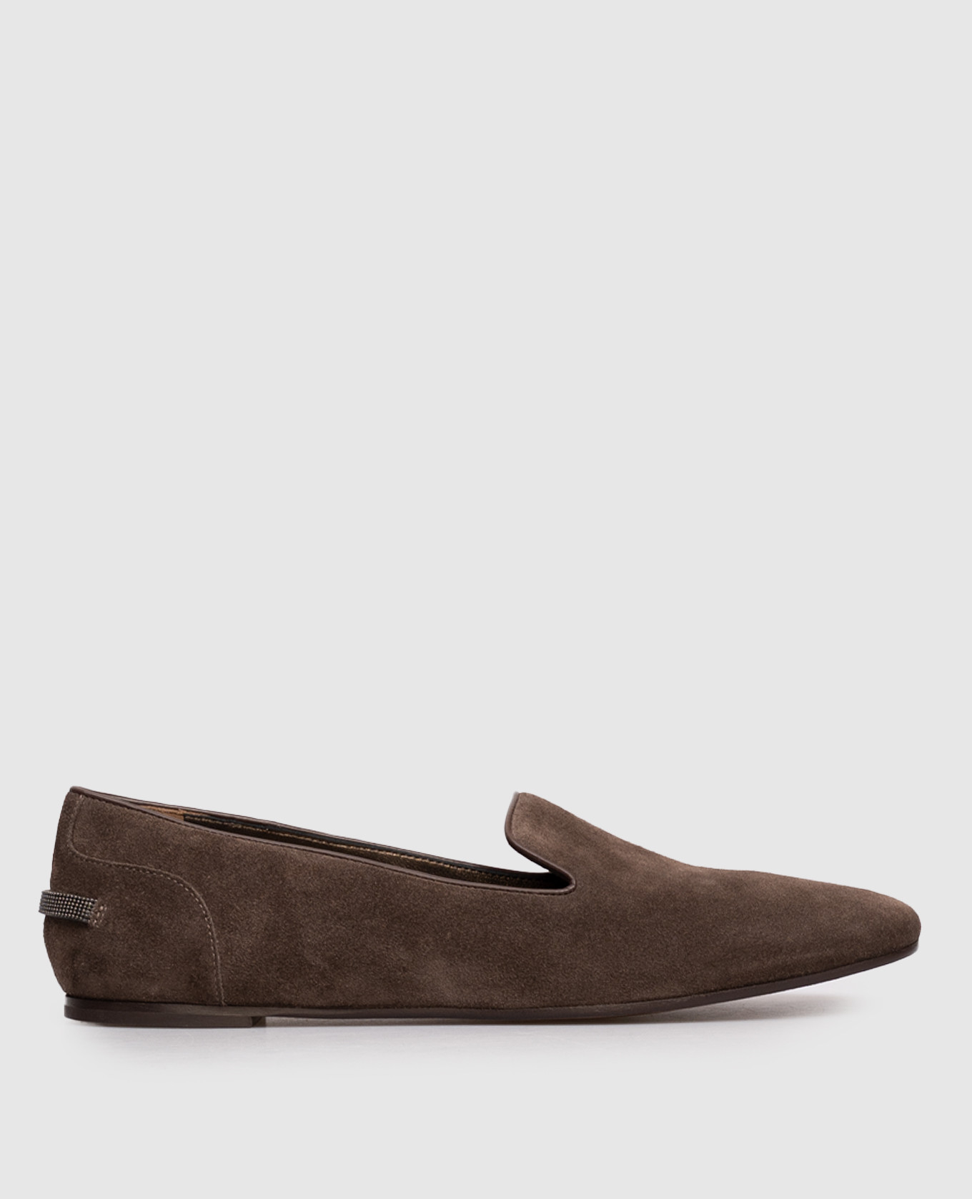 Brown suede ballet flats with monil chain Brunello Cucinelli
