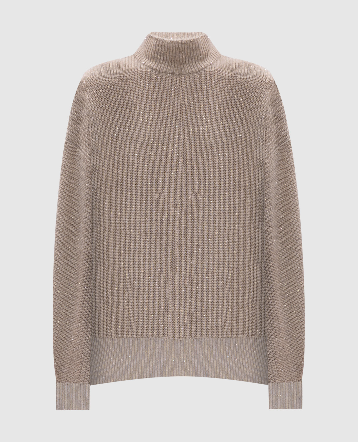 Beige cashmere and wool sweater with sequins and lurex brunello cucinelli