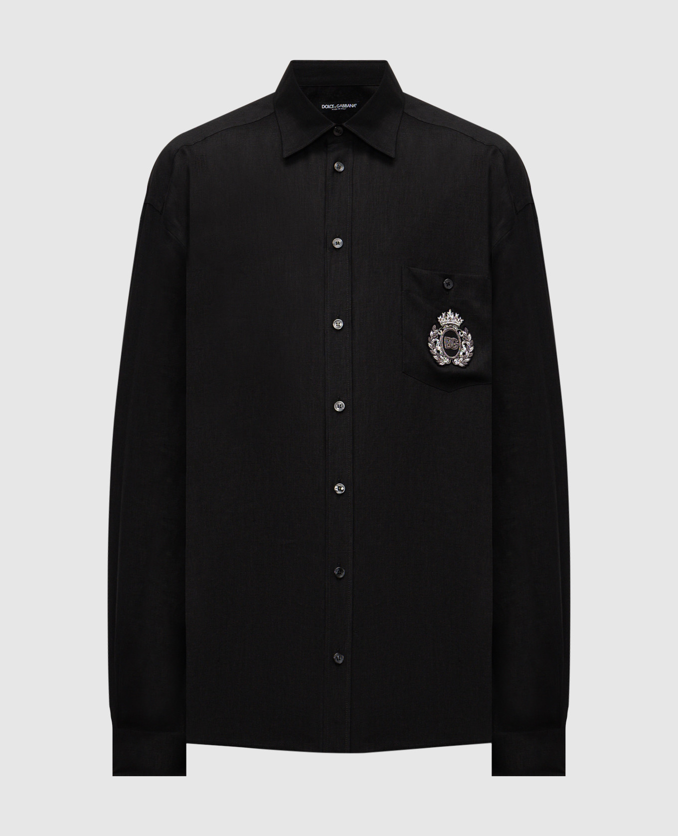 Black linen shirt with monogram logo Dolce&Gabbana