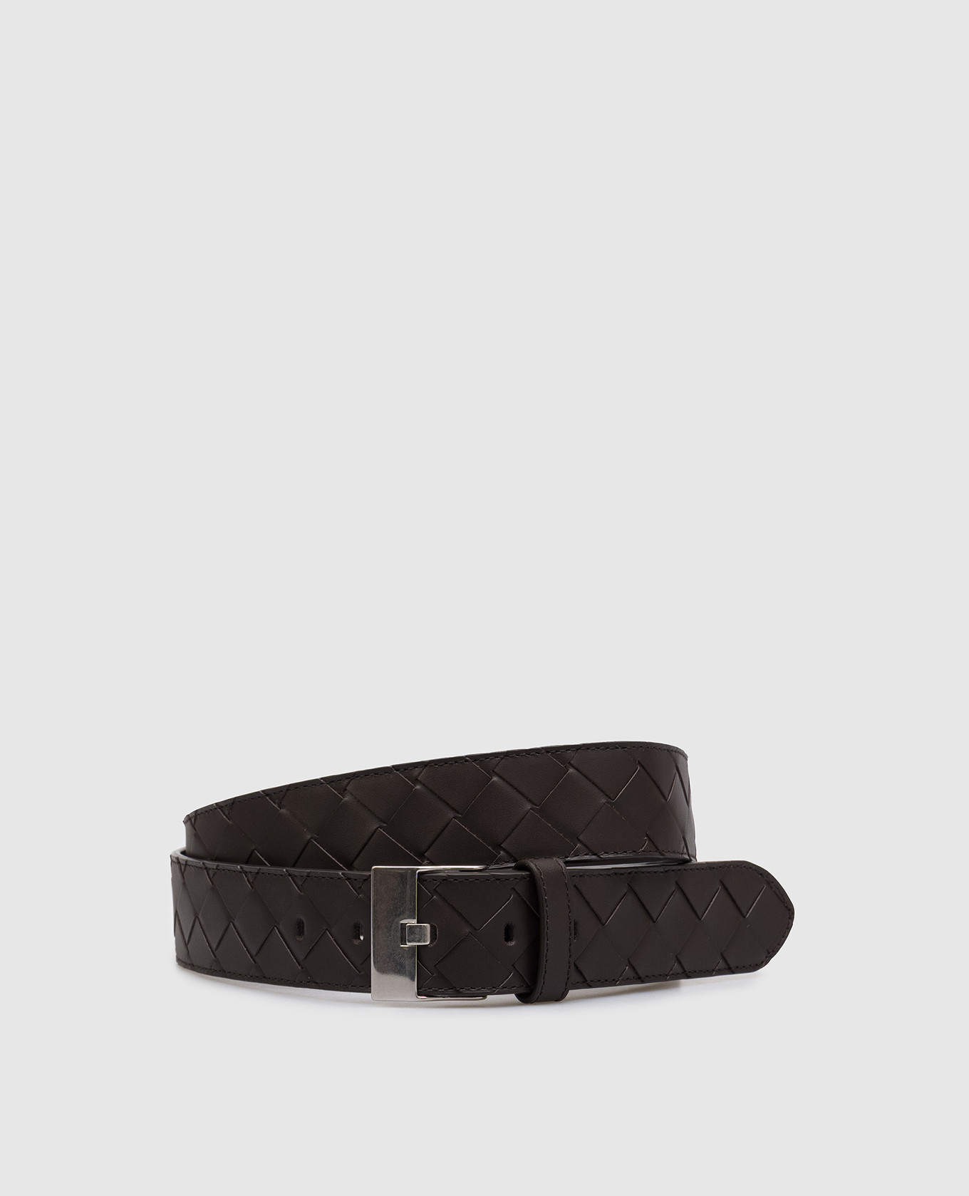 

Brown leather belt with Intrecciato weave Bottega Veneta