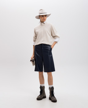 Simonetta Ravizza Navy Leather Bermuda Shorts BERMUDA