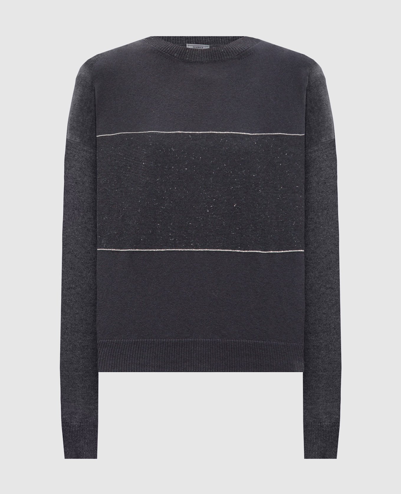 

Gray wool, silk and cashmere jumper with monil chain Peserico, Grey