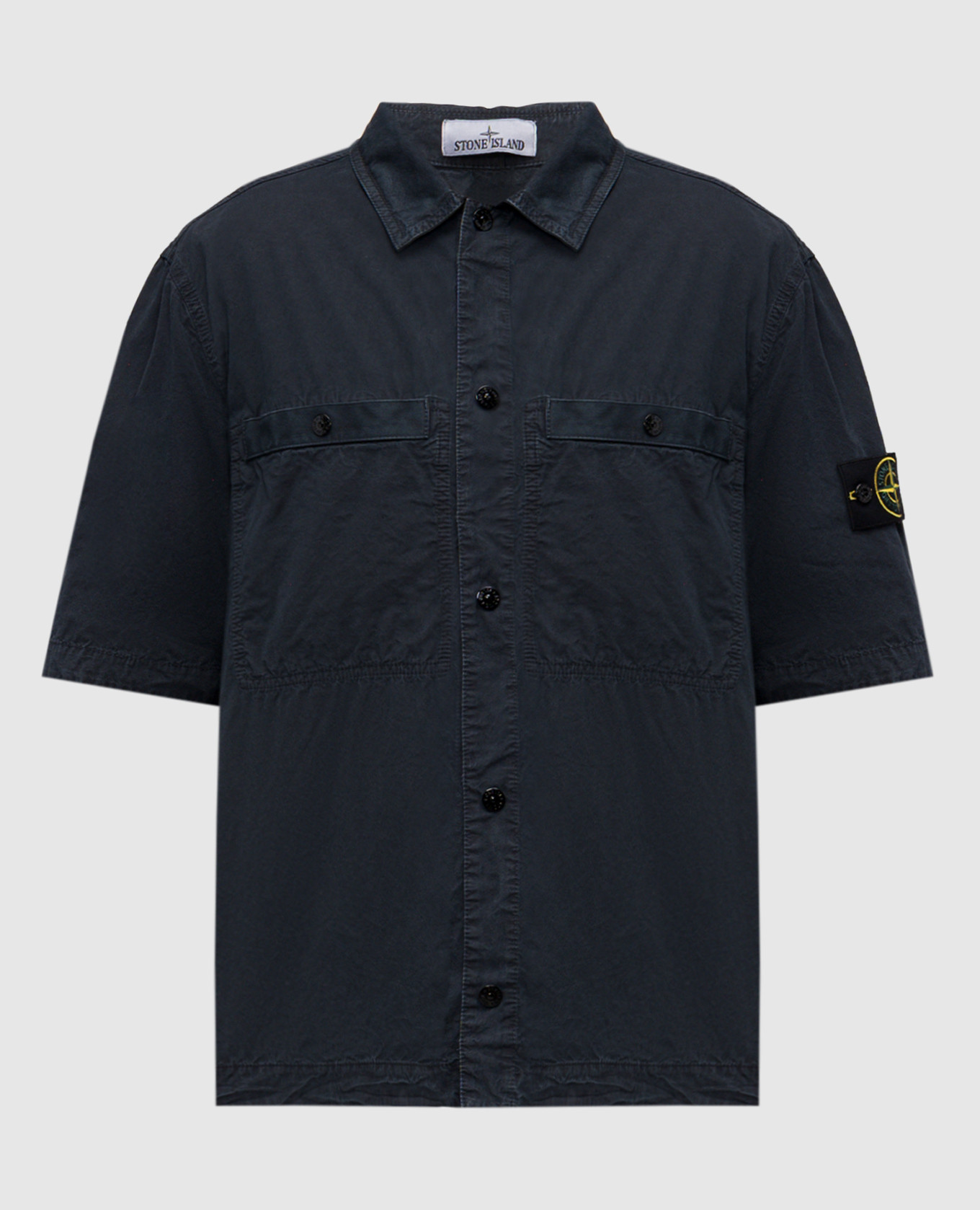 

Blue short-sleeved shirt with logo patch Stone Island