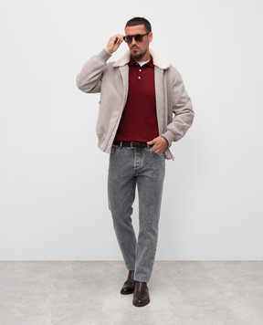 Brunello Cucinelli Burgundy wool and cashmere long-sleeved polo shirt M2400295