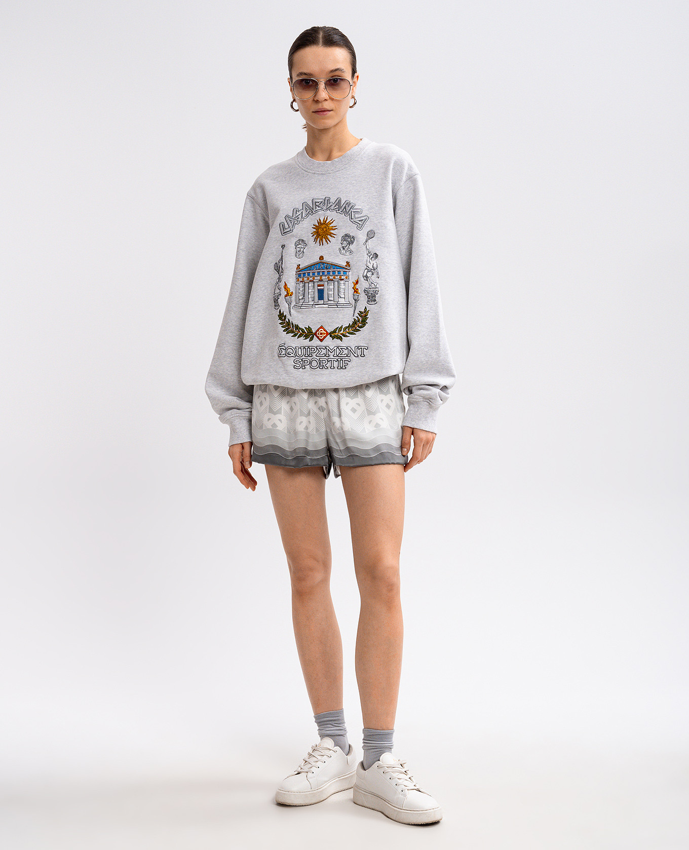 

Grey melange sweatshirt with branded embroidery Casablanca
