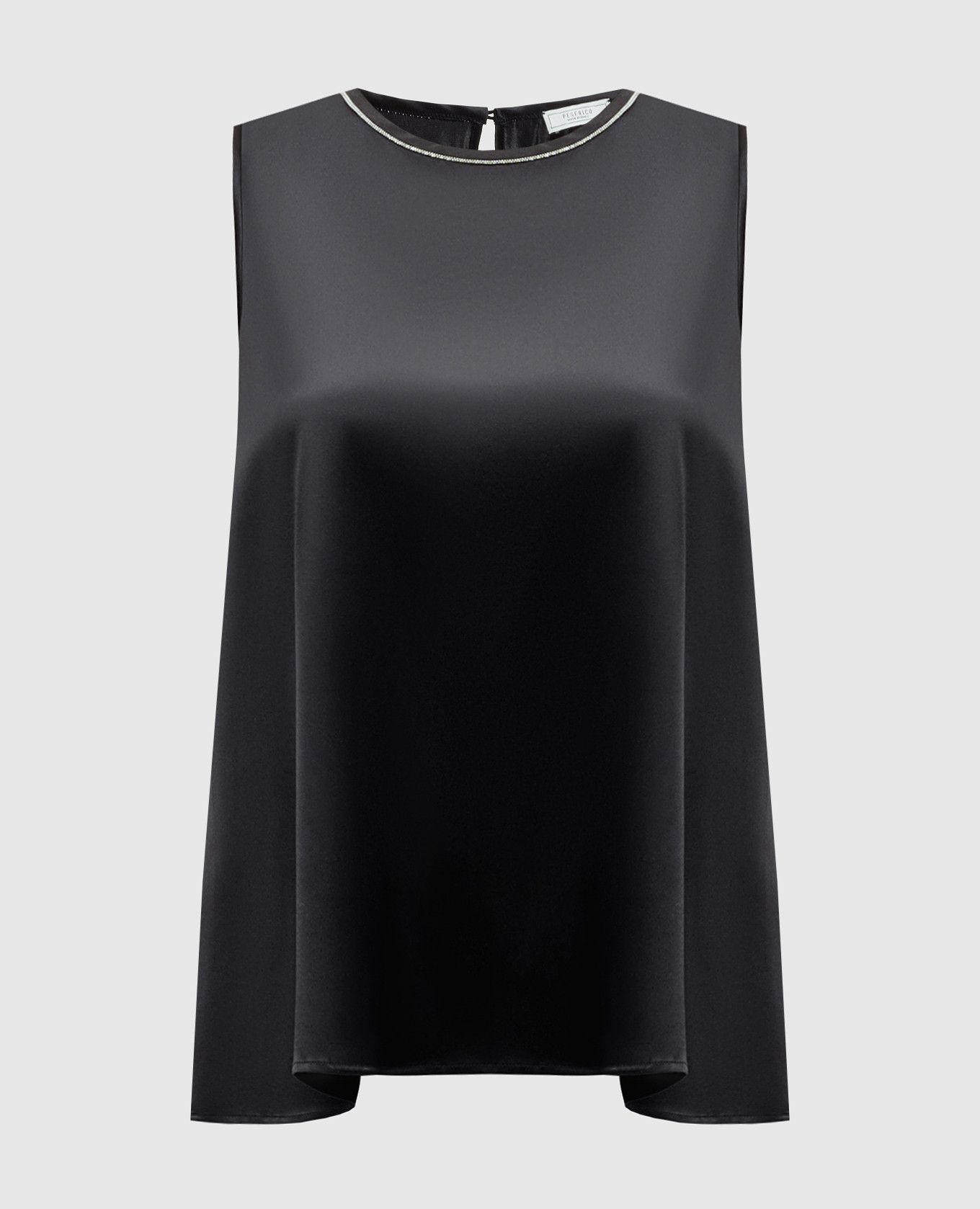 Black silk top with monil chain Peserico